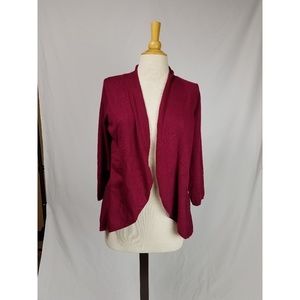NWT Kim‎ Rogers S Burgundy Sleeve open front Cardigan